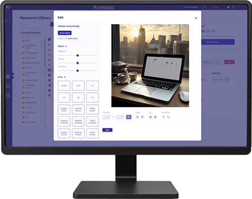 The Image Editor screen, which allows you to edit images directly within the social media editor