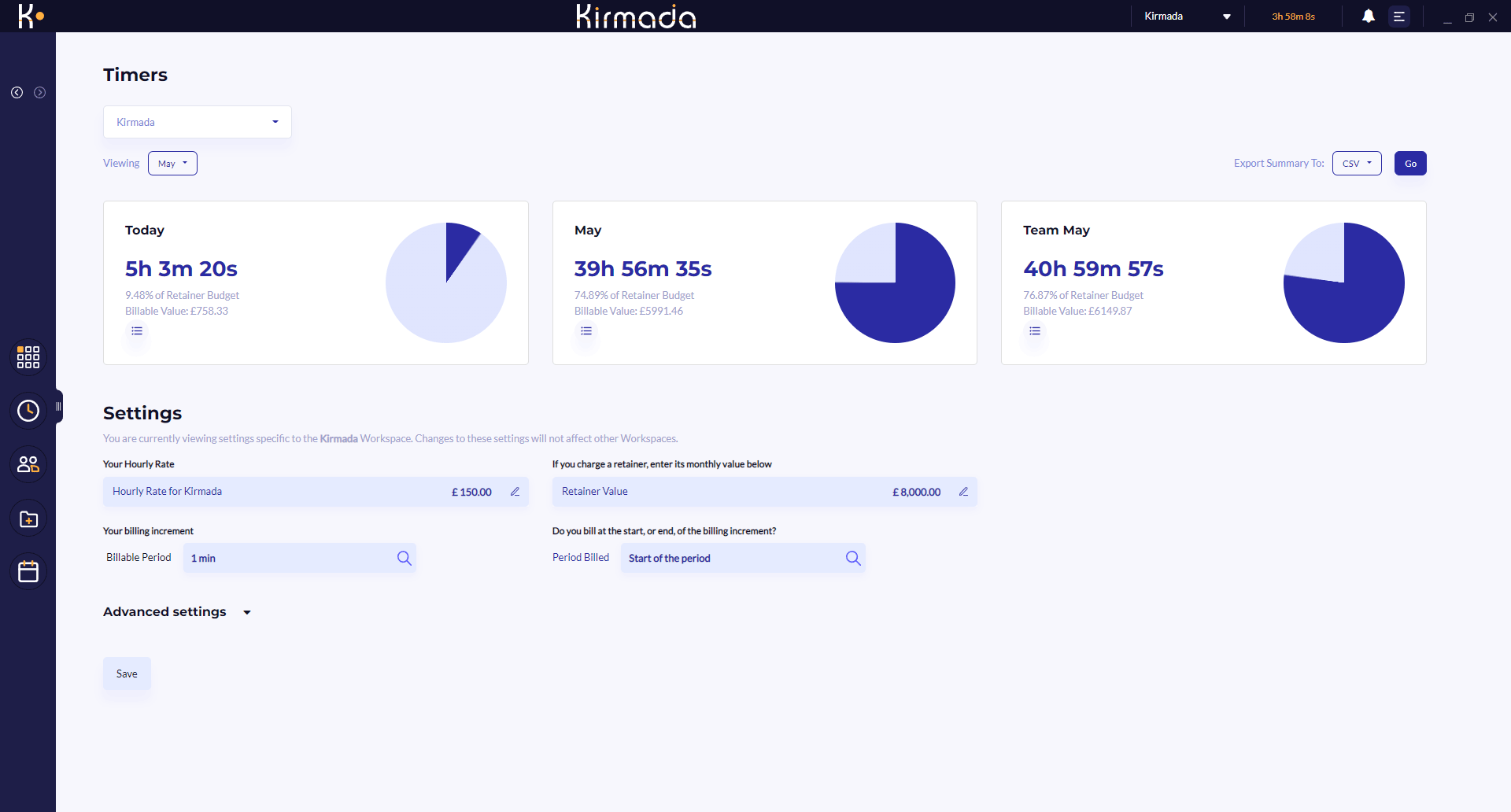 Timer screen, screenshot, without bezel