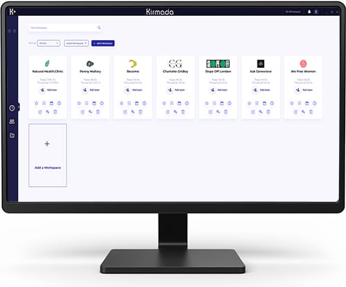 An example Home Screen showing seven Workspaces already created