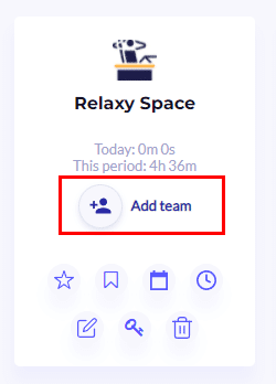 Add Team button on the homepage