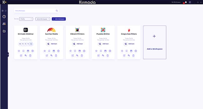 A screenshot of Kirmada's Workspaces